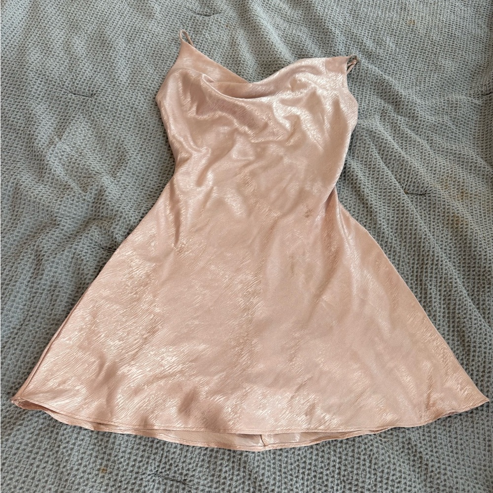 {AMERICAN THREADS} Baby Pink and Rose Gold Mini Dress